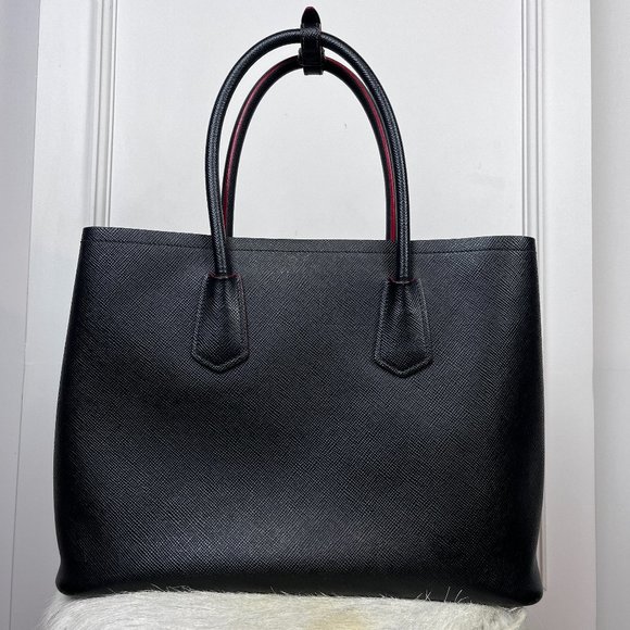 Prada Black Large Double Leather Tote - Picture 3 of 14